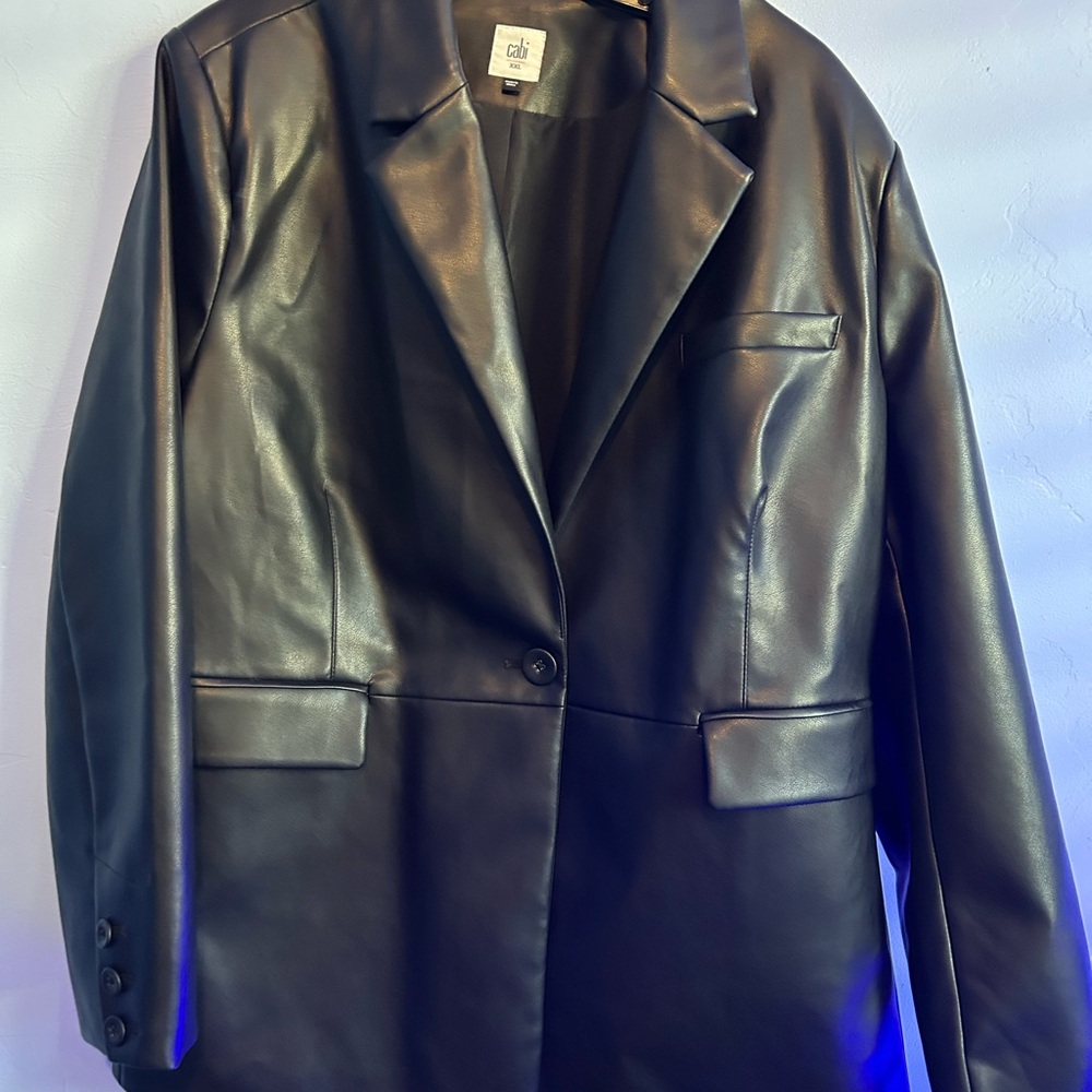 CAbi Black Leather Blazer
